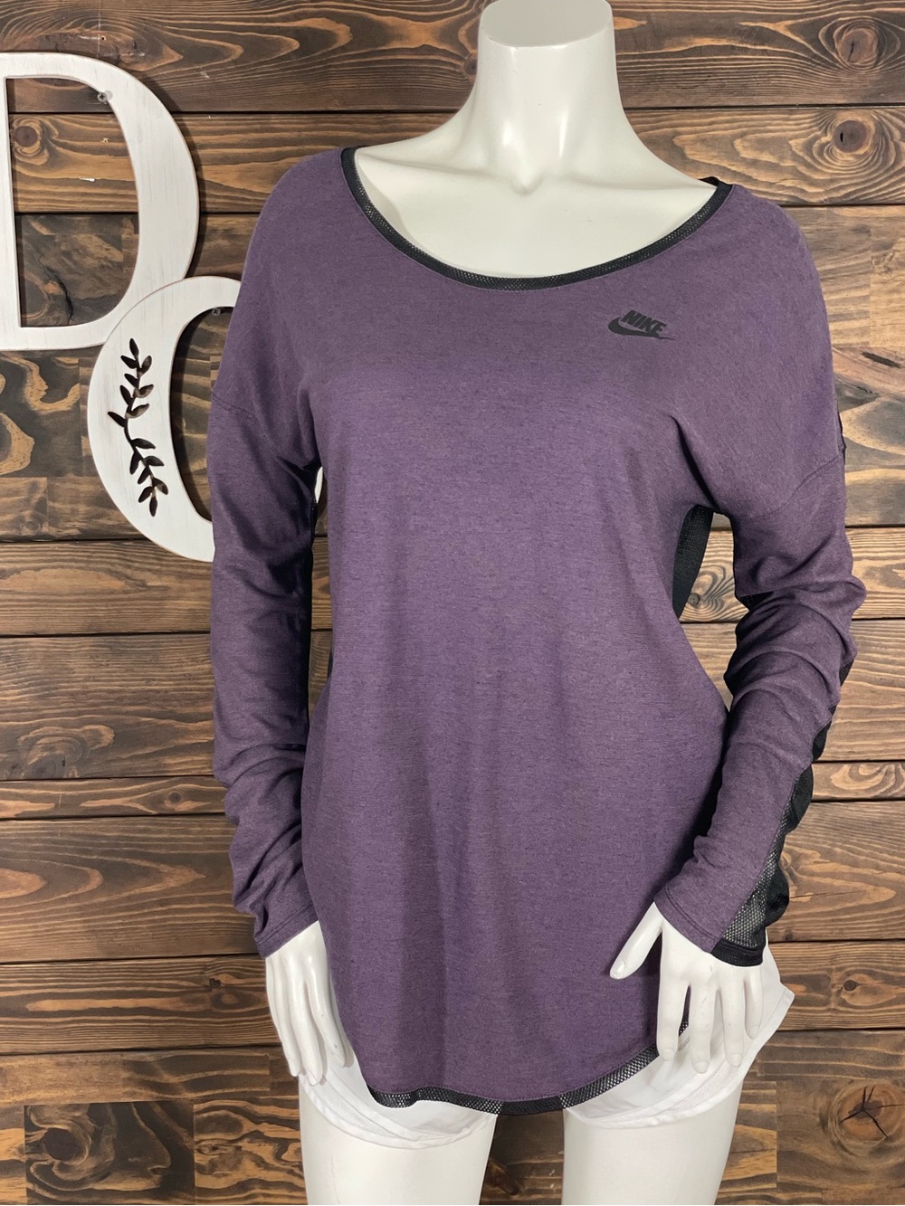 Nike | Mesh Open Back Purple Scoop Neck Long Sleeve Workout Shirt Breathable Top
